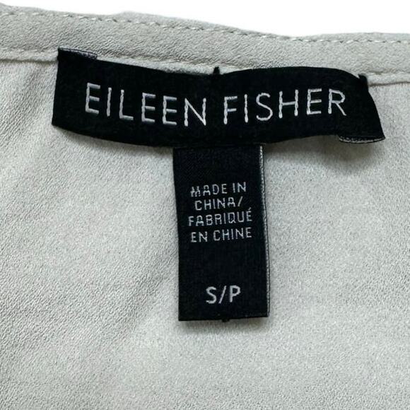 EILEEN FISHER System Silk Georgette Crepe Bateau Neck Shell Ivory Small #F5GC - Picture 6 of 8